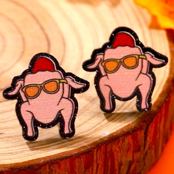 Acrylic Turkey FRIENDS Stud Earrings - Picture 1 of 5